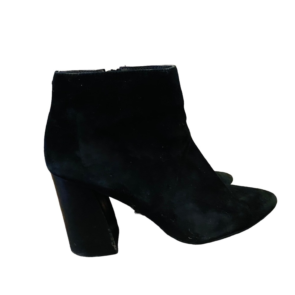 Steve Madden Simmer Suede Black Heeled Booties - Picture 4 of 9